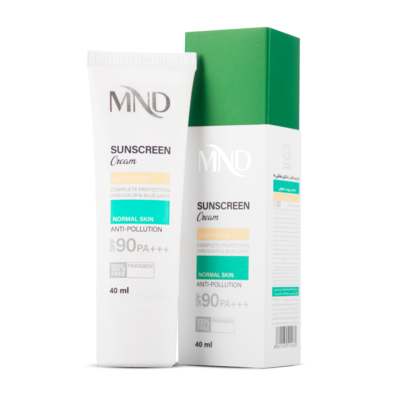 9527194173 کرم ضدآفتاب SPF 90 پوست نرمال بژ روشن ام ان دی