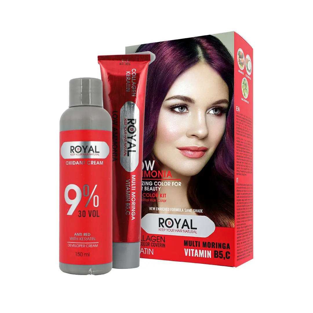 2173415038 کیت رنگ مو شرابی خیلی روشن رویال کد 7.20
