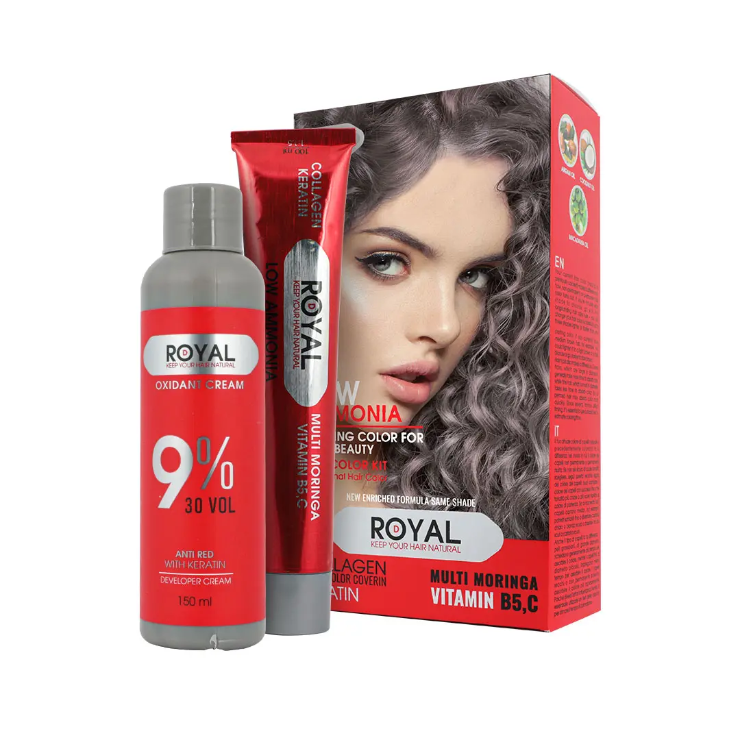 222315007778 کیت رنگ مو بلوند دودی روشن رویال کد 8.2