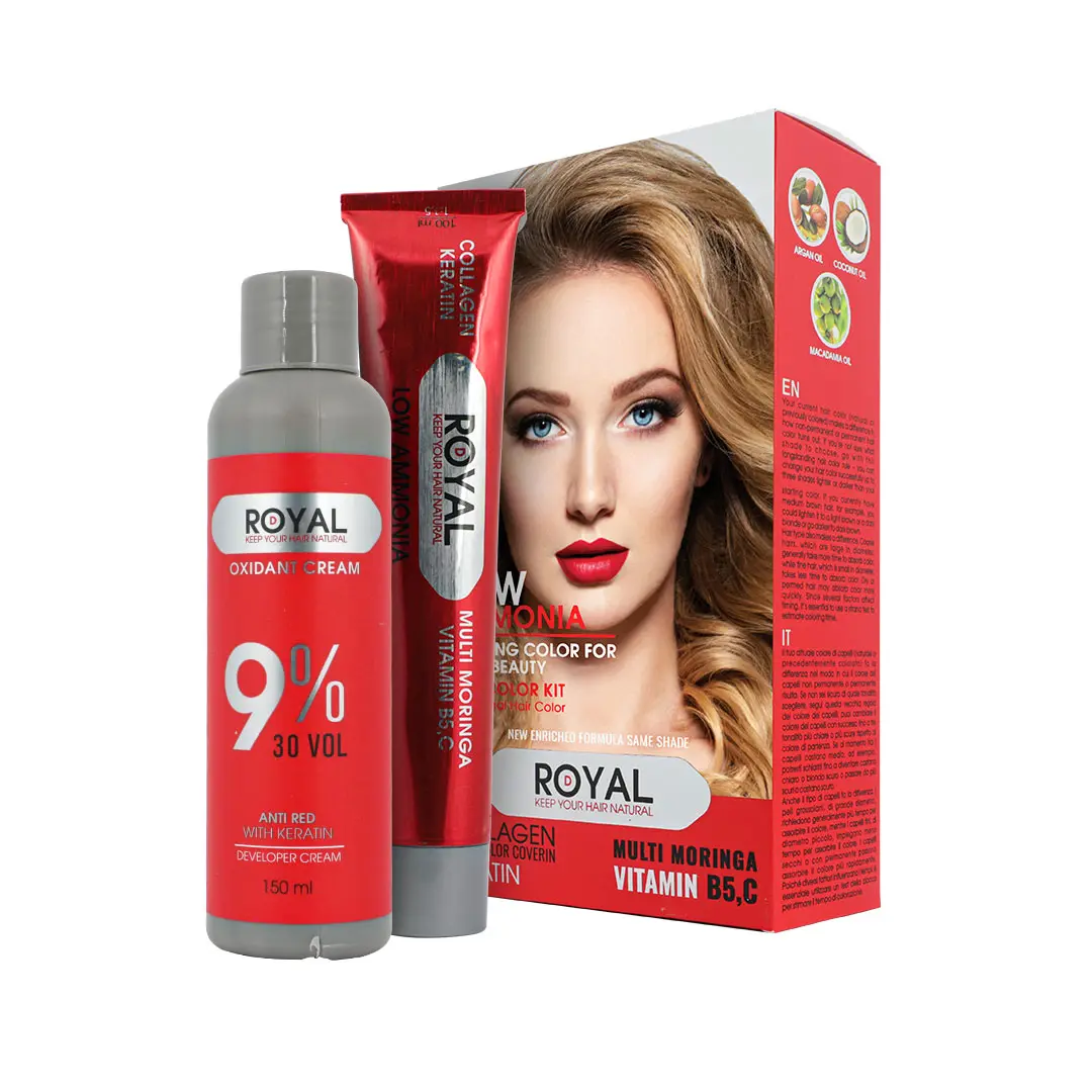222315007848 کیت رنگ مو بلوند طلایی متوسط رویال کد 7.5